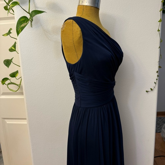 New David's Bridal women's Elegant One-Shoulder bridesmaid Navy wedding Dress New David's Bridal women's Elegant One-Shoulder bridesmaid Navy wedding Dress